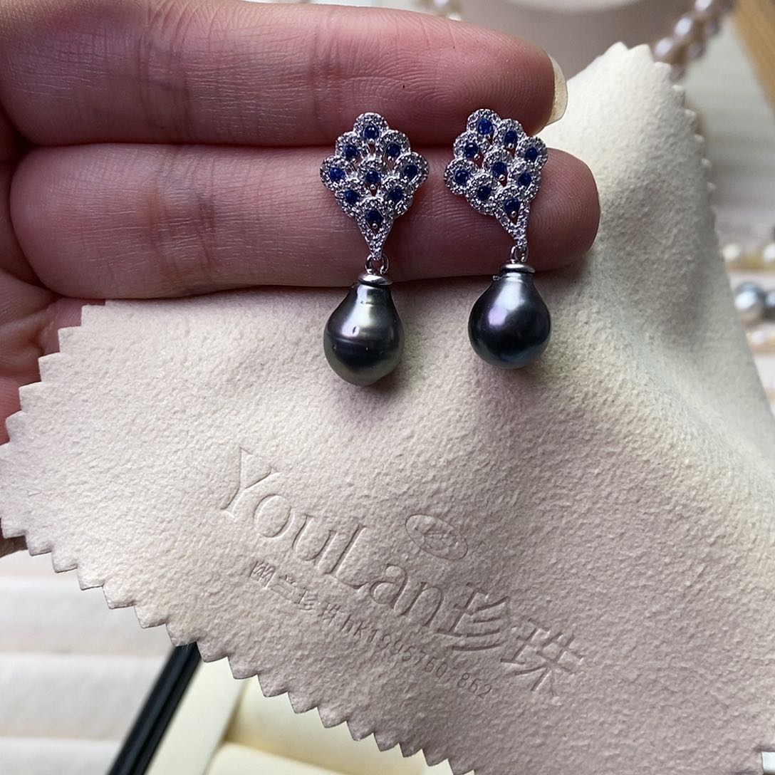 海水珍珠耳饰银S925镶嵌