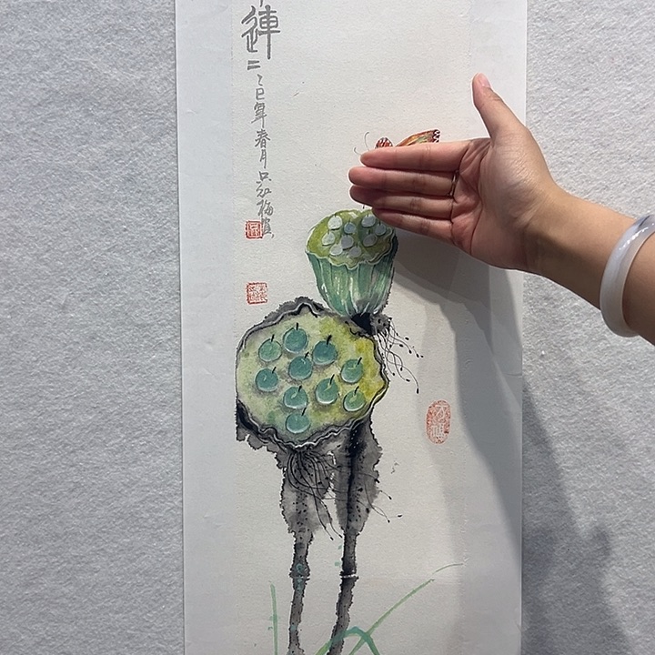 国画只红梅国画作品