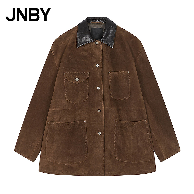 【商场同款】JNBY/江南布衣26春新品皮衣翻领长袖H型5Q1A1577H