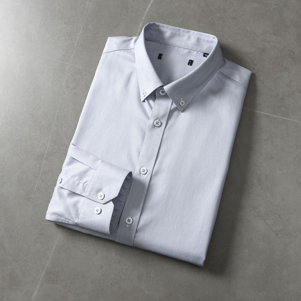 100棉 凉感高支纱 品牌撤柜纯棉免烫衬衫男百搭休闲条纹长袖衬衣