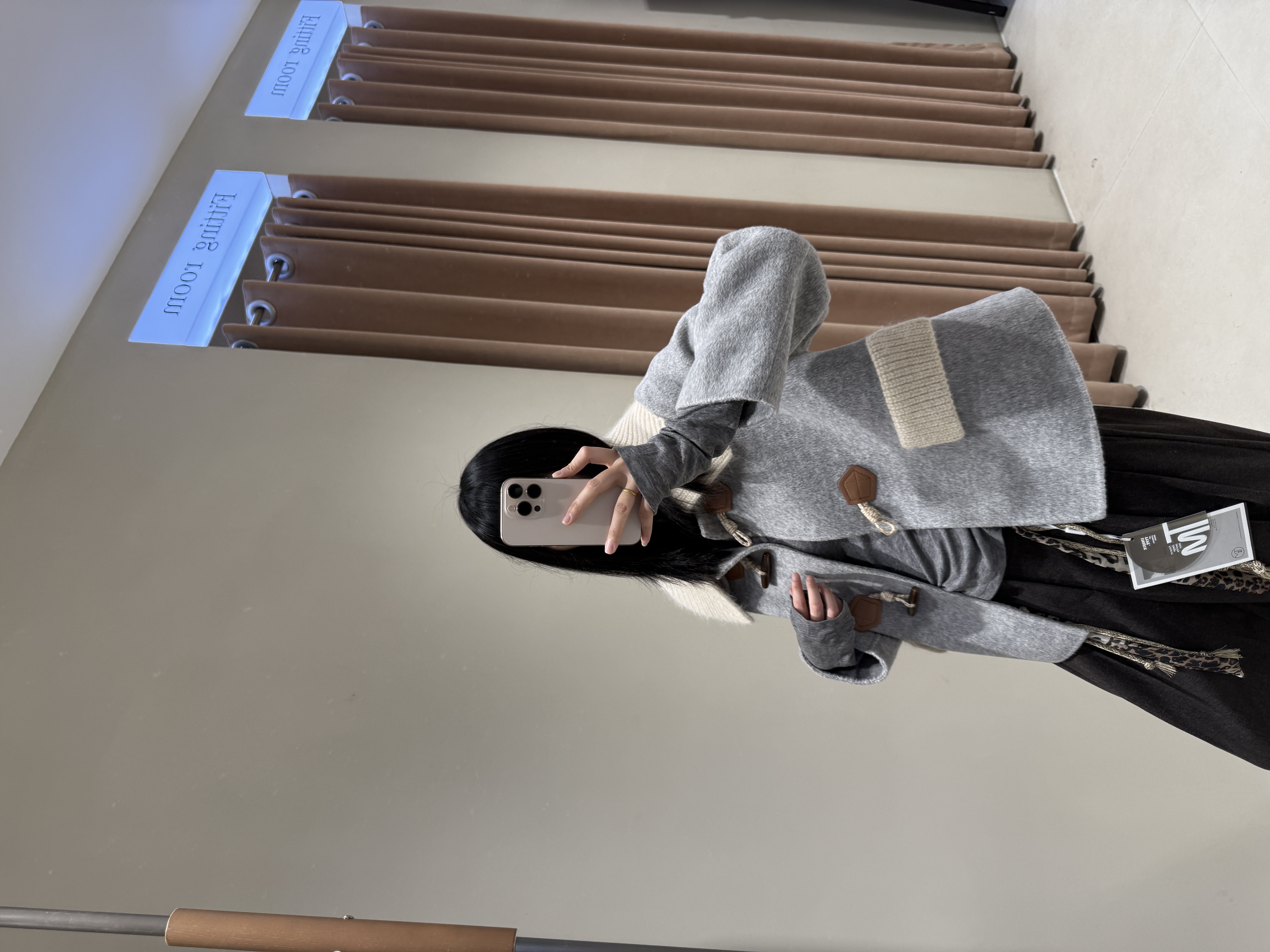 【PSX-4138】短款牛角扣羊绒大衣减龄针织领可拆卸时尚外套女