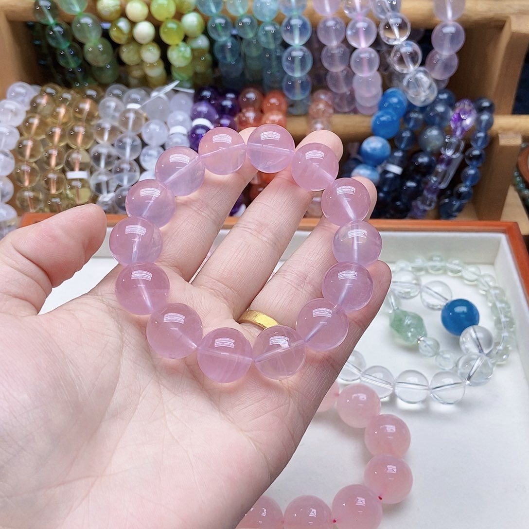 水晶手串未镶嵌冯*宝粉幽灵15