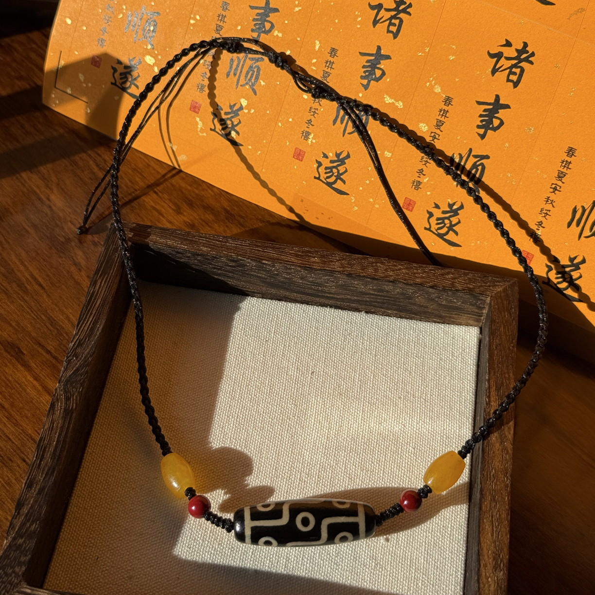 天然玛瑙九眼天珠黑白项链吊坠民族风