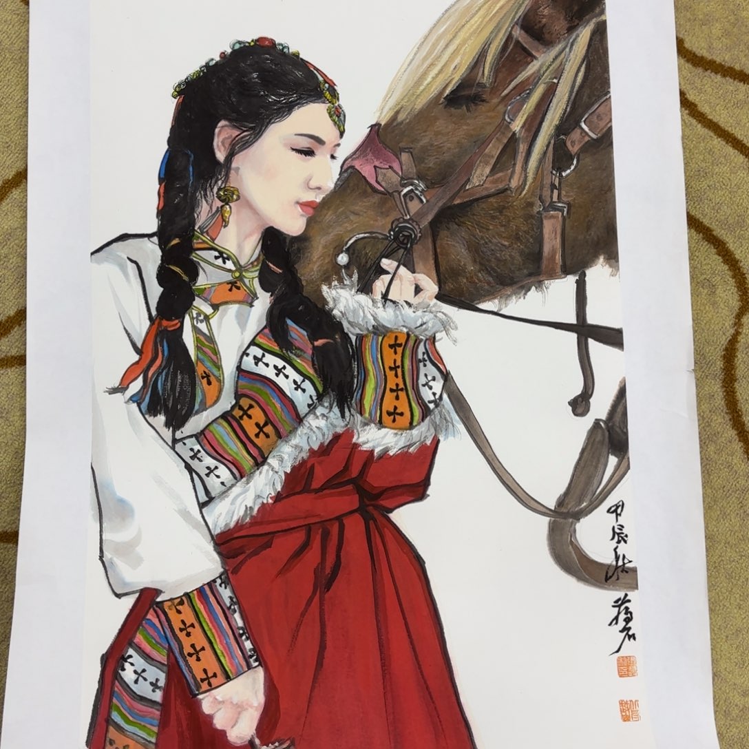 国画星**号三尺张越人物