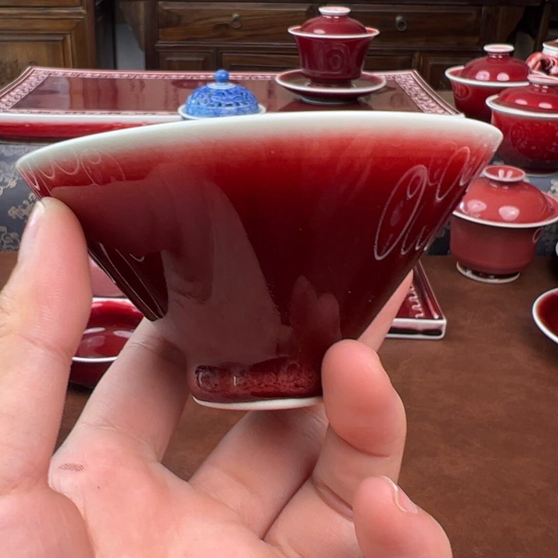 闲***鹤陶瓷景德镇陶瓷郎红杯