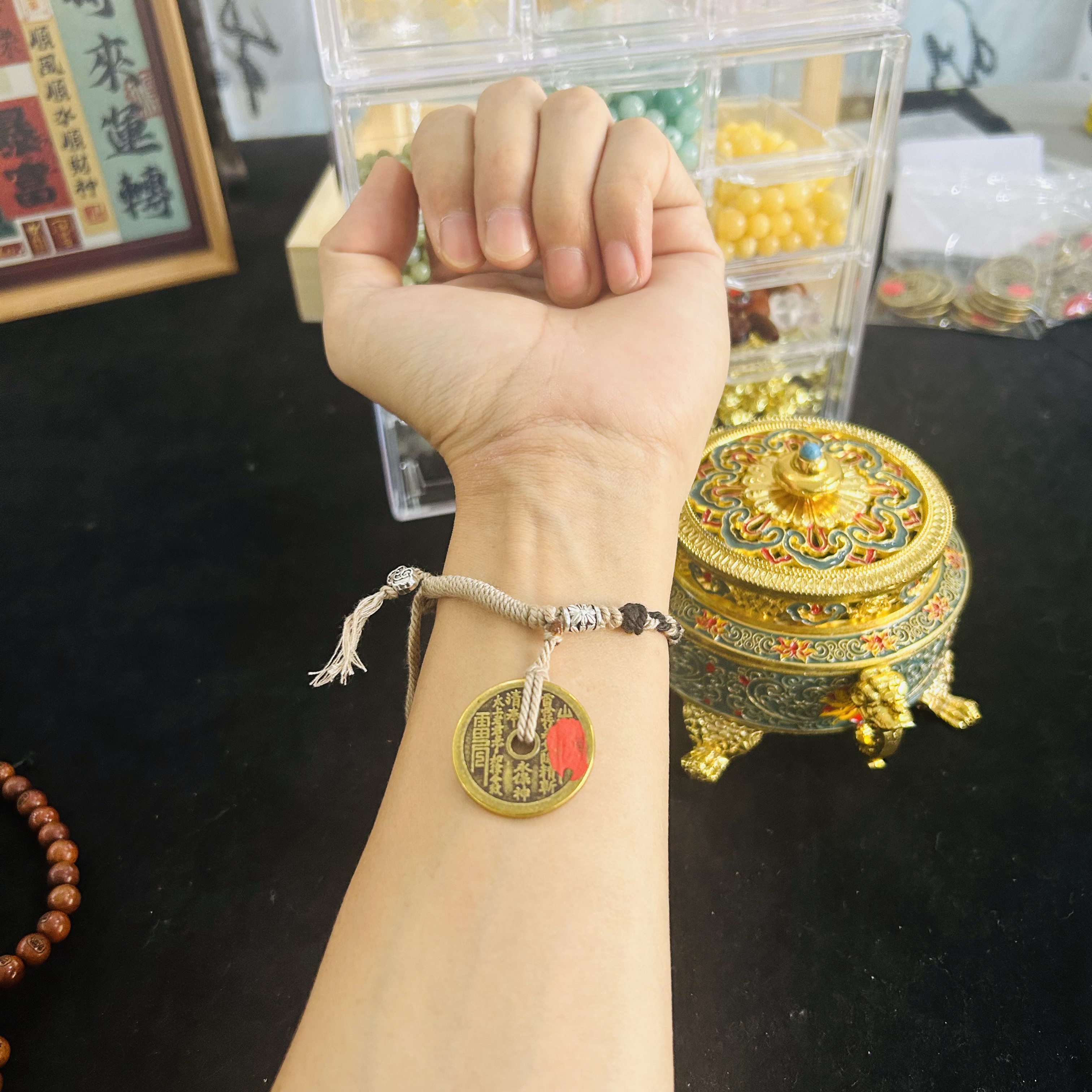 《山花》道系青年原创手串女男款手工编可调节百搭国风编绳复古道家