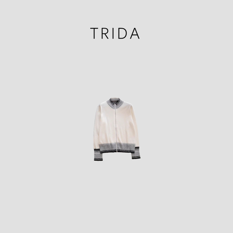 【Trida】两色翻领双提山羊绒针织针织衫10052SH