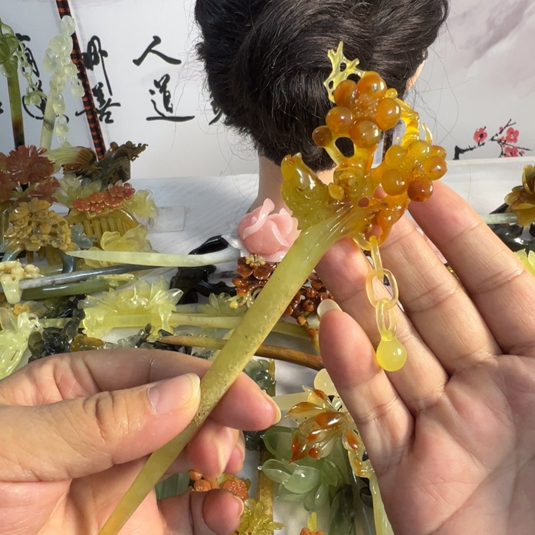 蛇纹石玉未镶嵌发饰