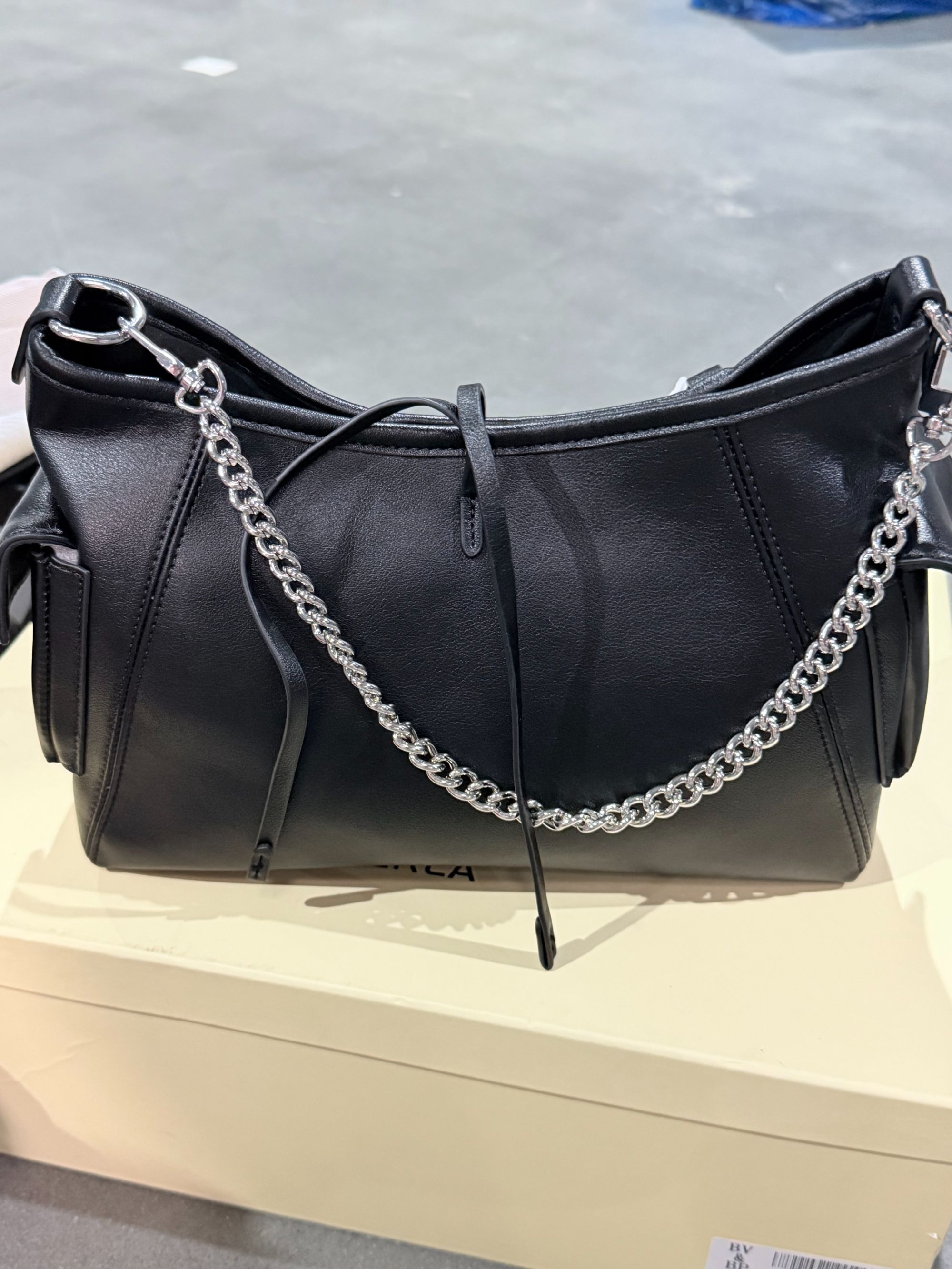 【李老板专属】轻奢风托特包欧美风斜挎包百搭褶皱女士2525-哑黑色