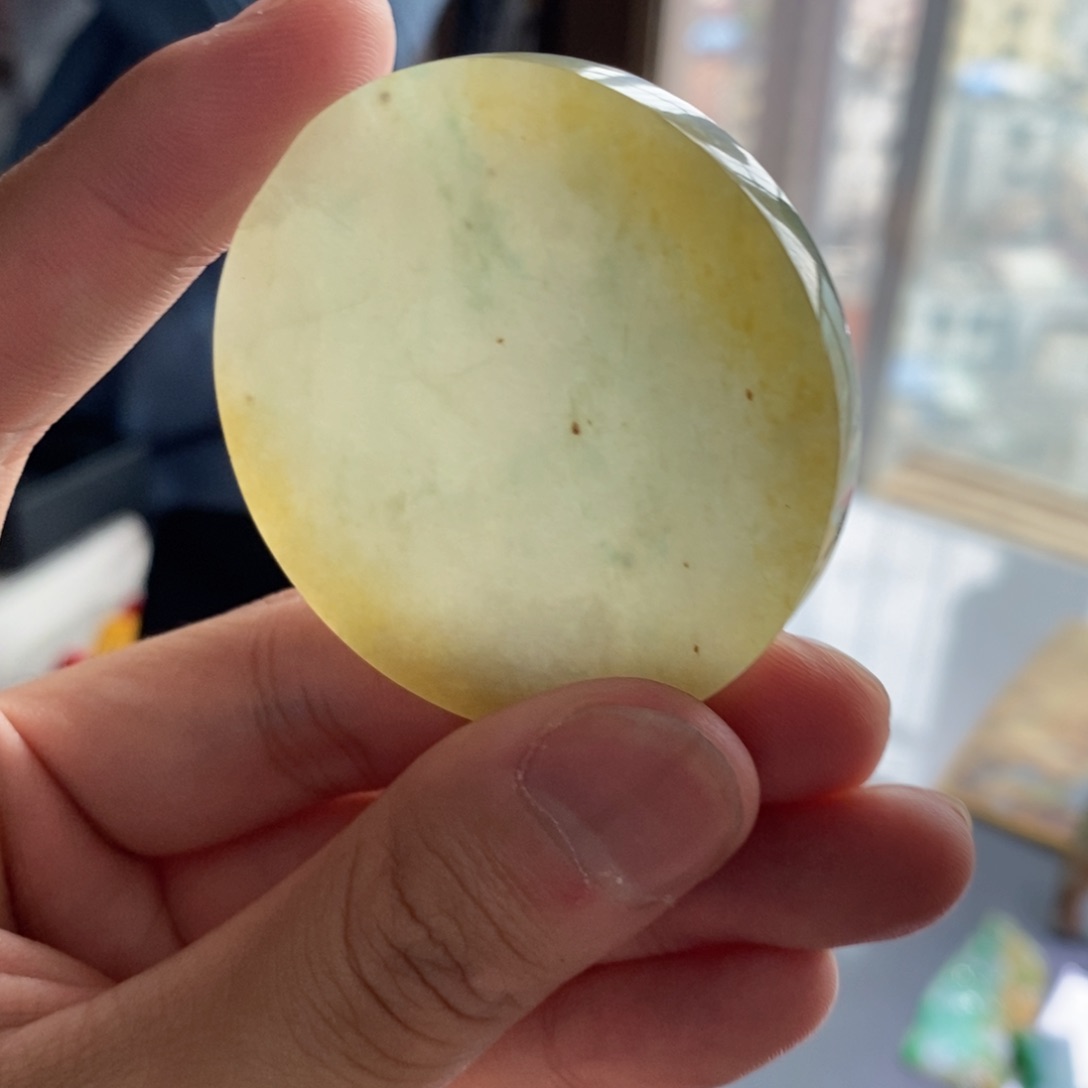 定制翡翠未镶嵌冰黄翡圆牌