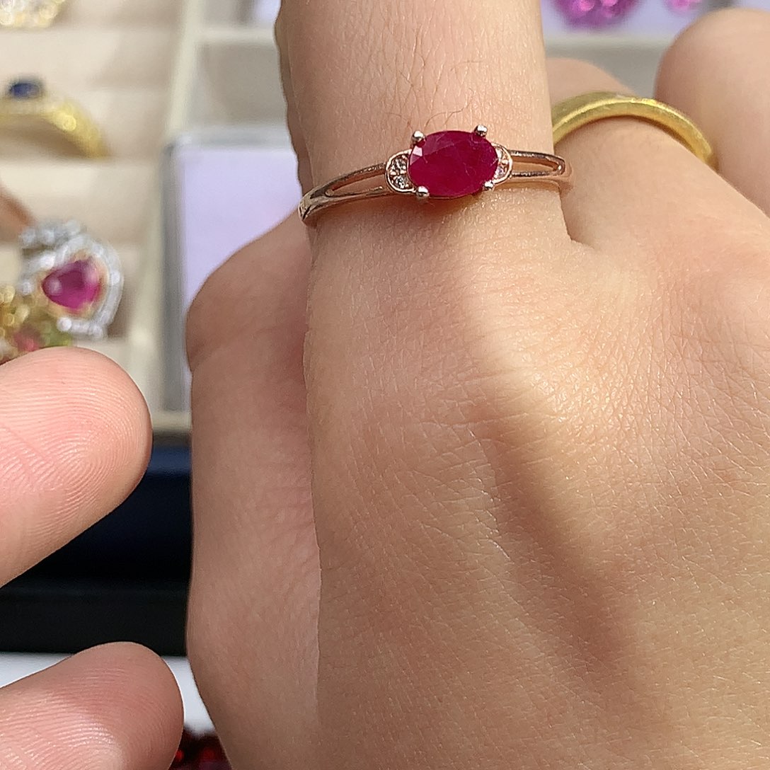 戒指银S925镶嵌红宝石