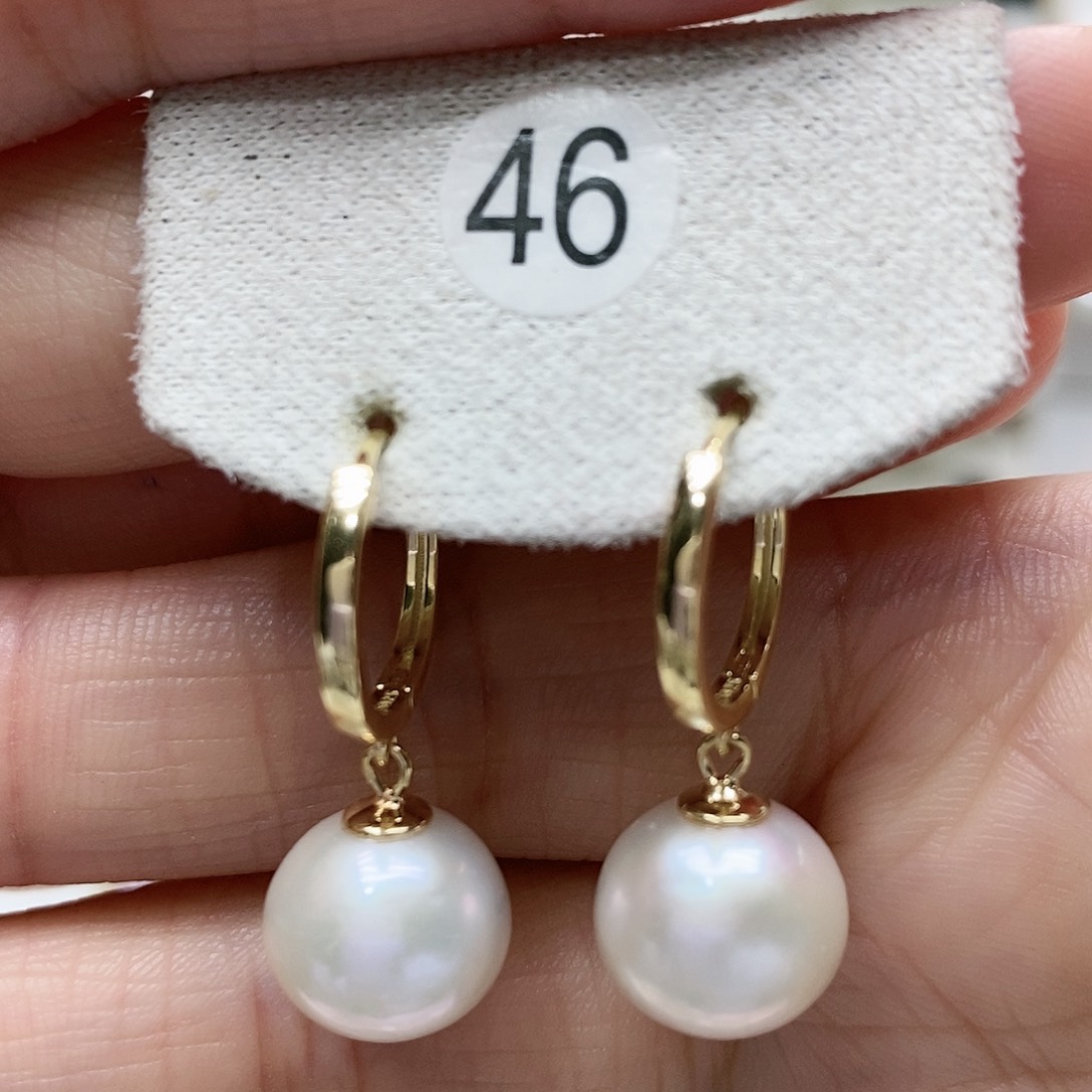 淡水珍珠耳饰银S925镀金镶嵌