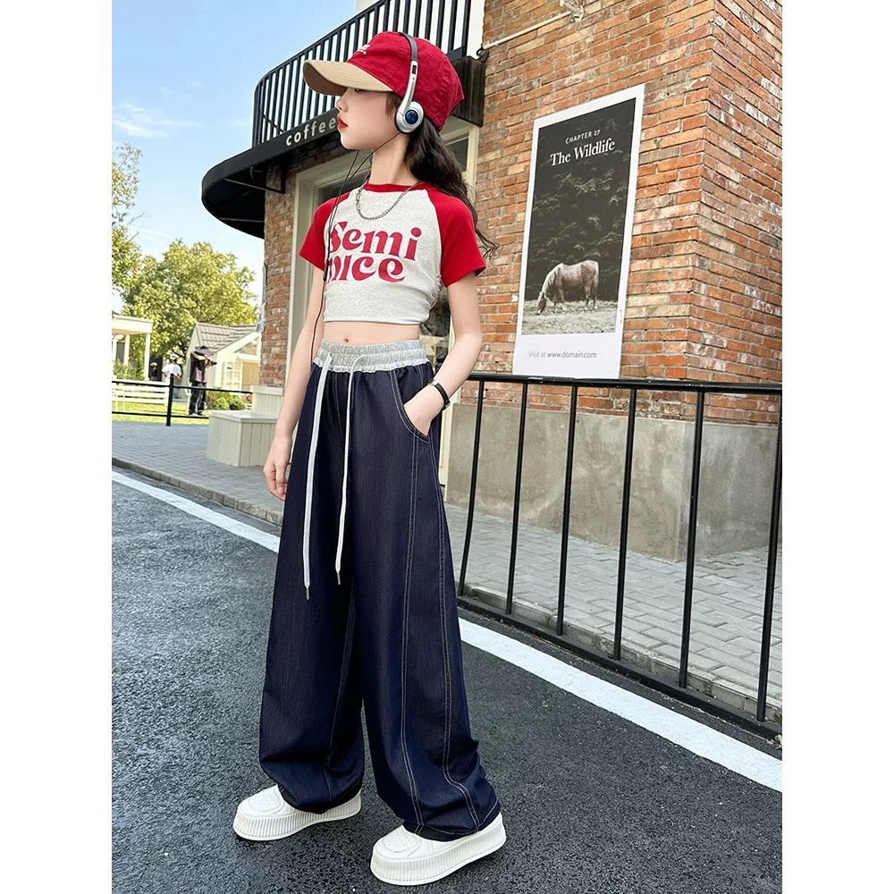 【清货】2025夏拼色天丝直筒宽松牛仔裤 D312 312 M