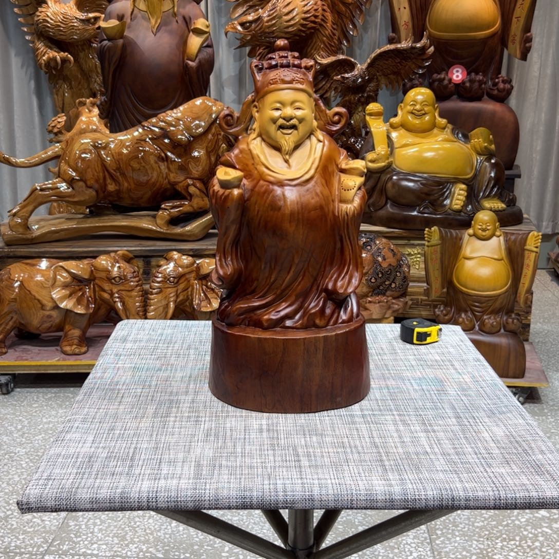 武***香樟木实木根雕摆件财神