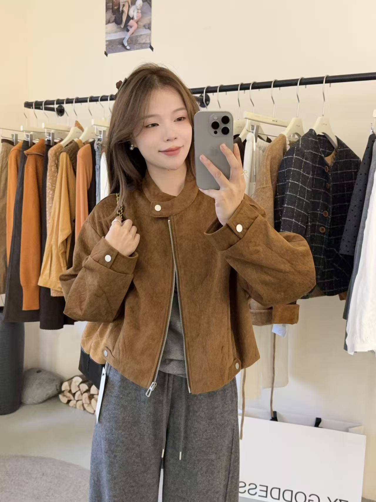  【摩登时代】直下摆女短款纯色厚款美拉德风短外套6653