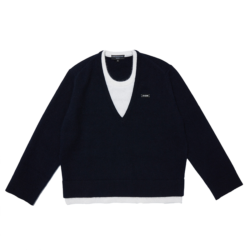 CHRISOUBYDAN欧阳丹定制新款假两件V领针织衫188146