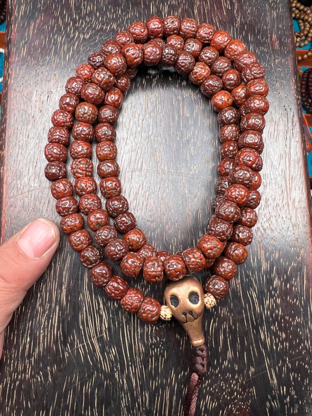 藏式佛珠红润质感文玩念珠脖挂