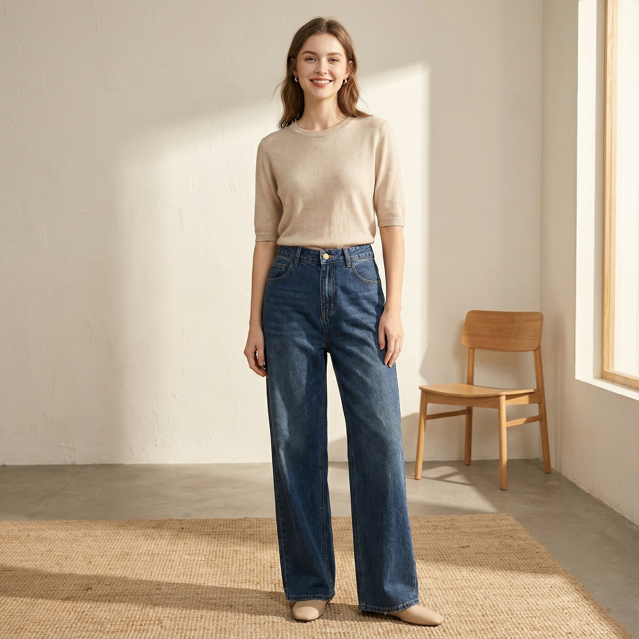 牛仔裤秋冬长袖梨形身材直筒裤休闲女高腰秋凍季常规