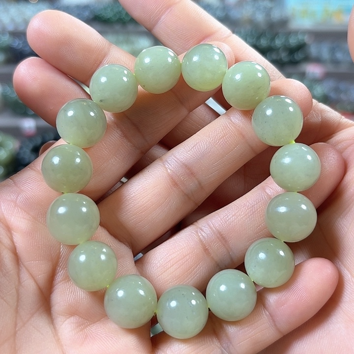 和田玉手链未镶嵌新疆若羌黄口料青花卡14