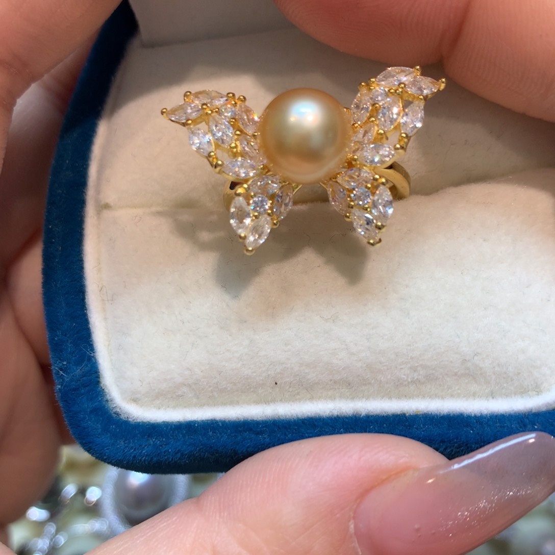 海水珍珠戒指银S925镶嵌