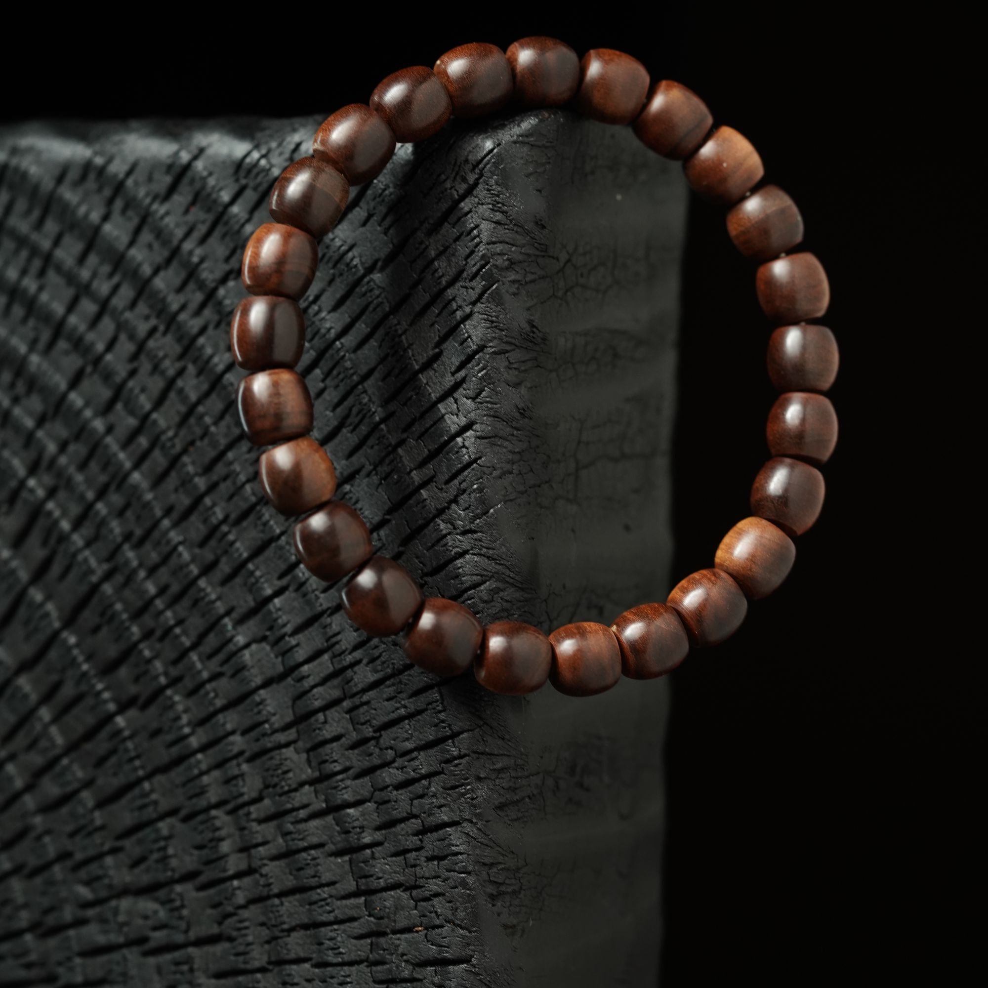 【森度SinDo】印度老山檀横纹黑肉沉水7.5*8mm单圈手串