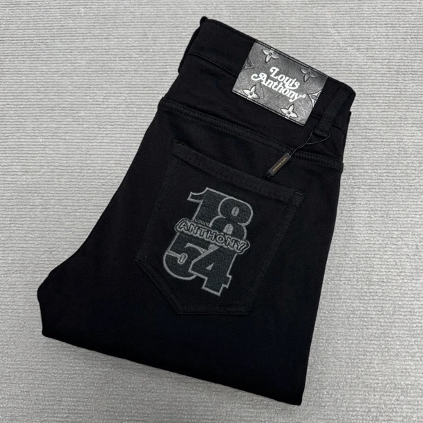 2025秋冬新款 L8357防掉色设计师进口百搭1854黑色小直筒牛仔裤