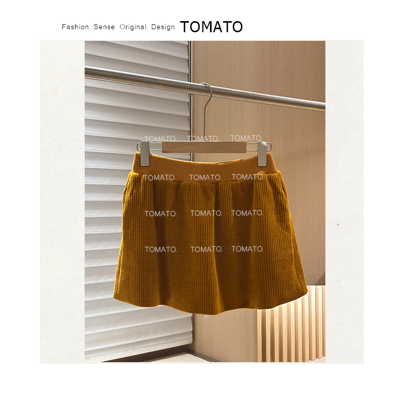 TomaTo-秋冬新款显瘦松紧腰灯芯绒加厚设计感半身裙 C25Q47807