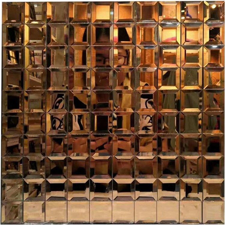 五面磨边水晶玻璃镜面马赛克电视机拼图背景墙瓷砖墙贴茶色厂家价