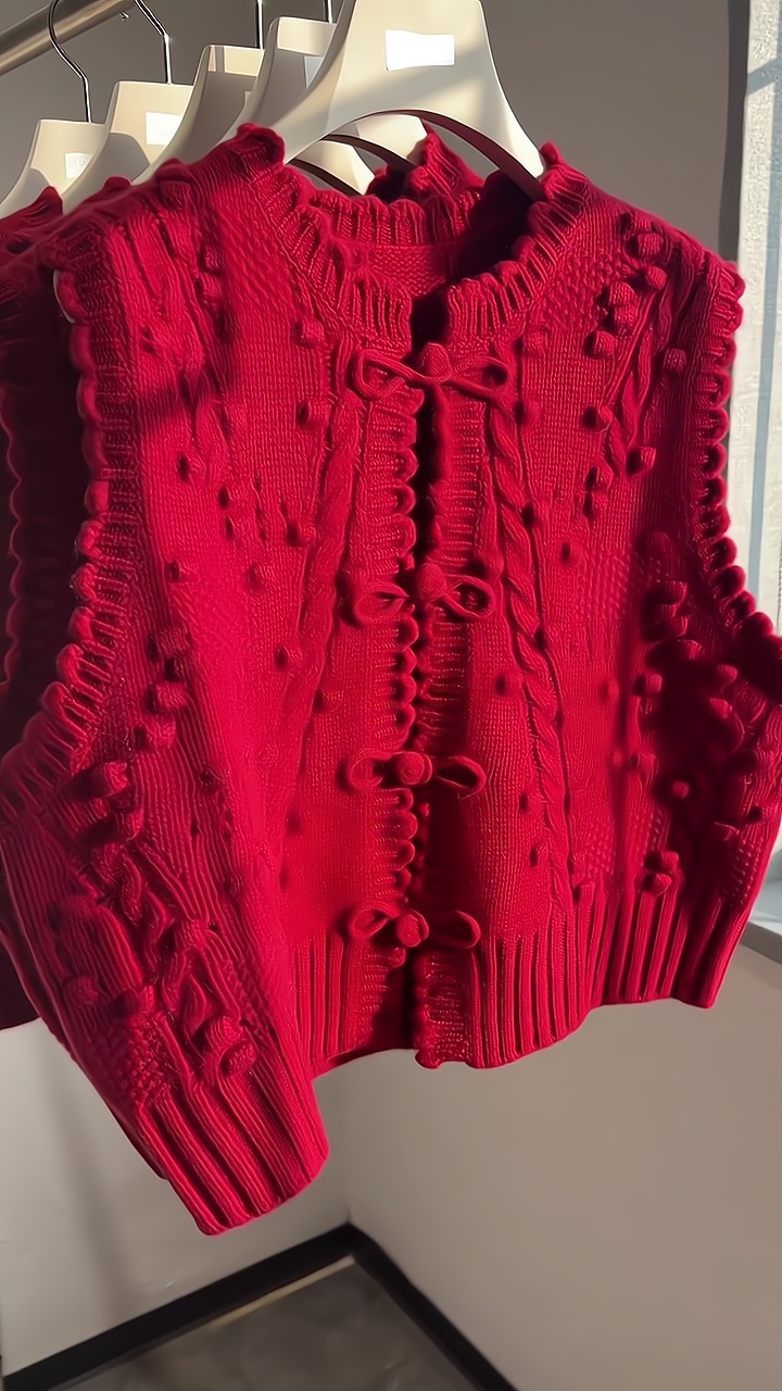 新中式洋气新年红针织马甲秋冬流行穿搭新款2025年气质外穿上衣女