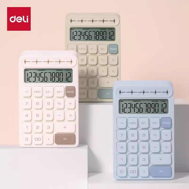 得力TE37计算器学生高颜值无语音计算器阶梯按键计算机
