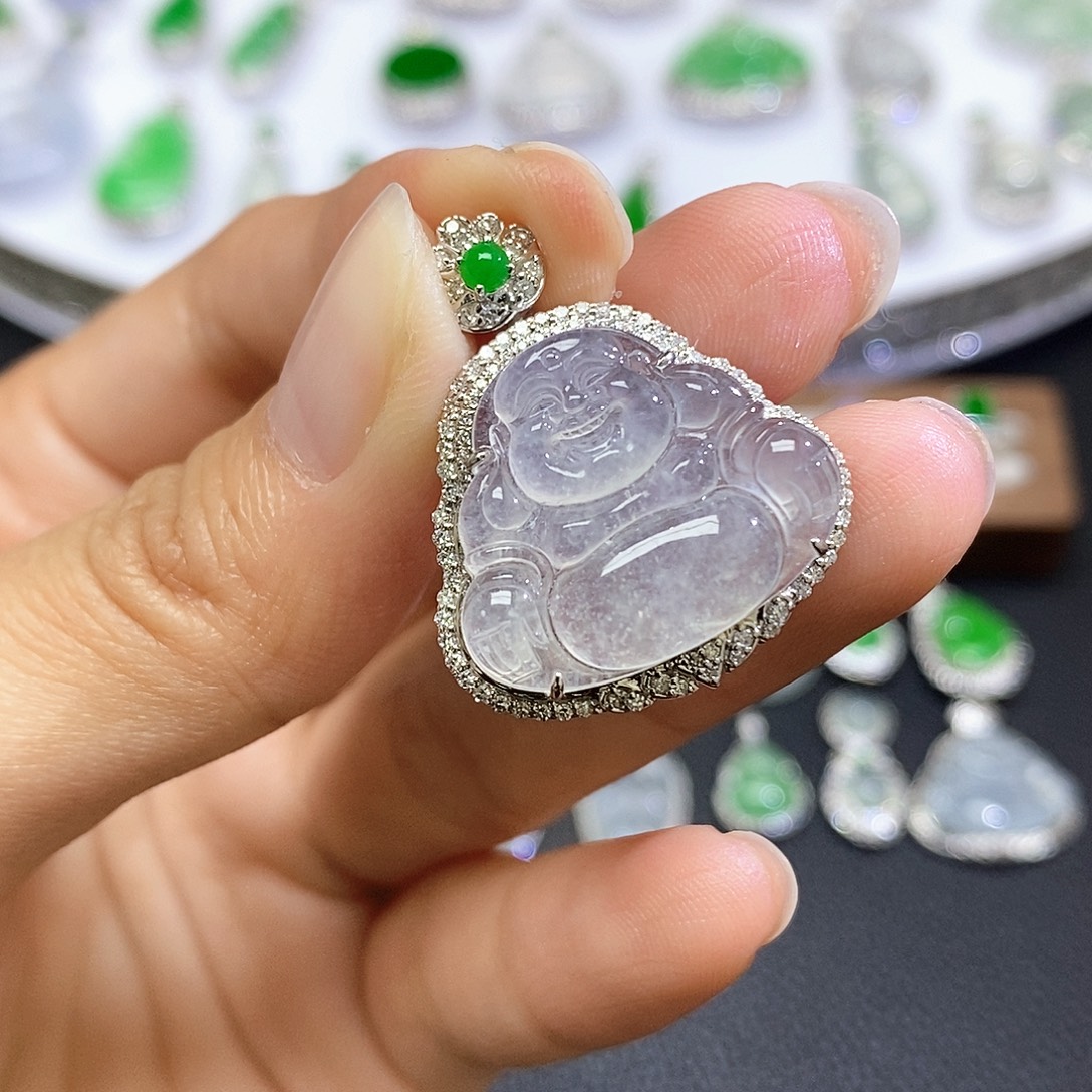 翡翠18K金镶嵌吊坠(不含链)