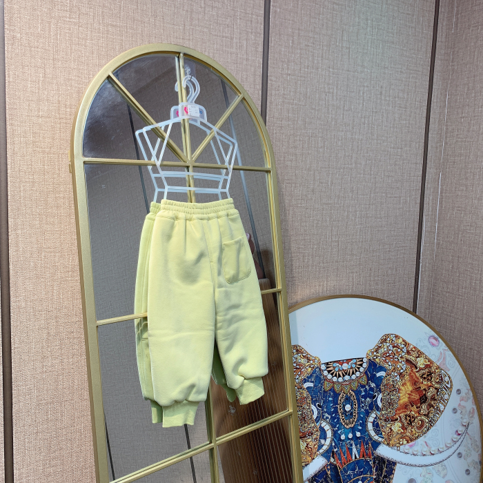 AE581    宝宝黄色夹棉休闲裤子