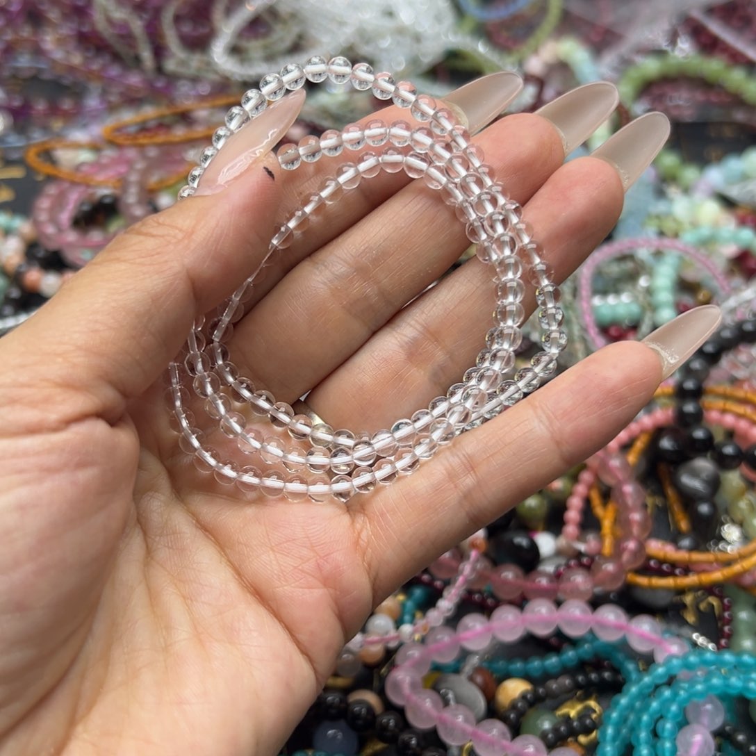 烟晶手链未镶嵌三圈白水