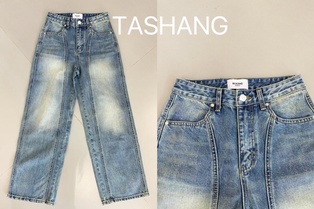 TASHANG褶皱纹牛仔裤