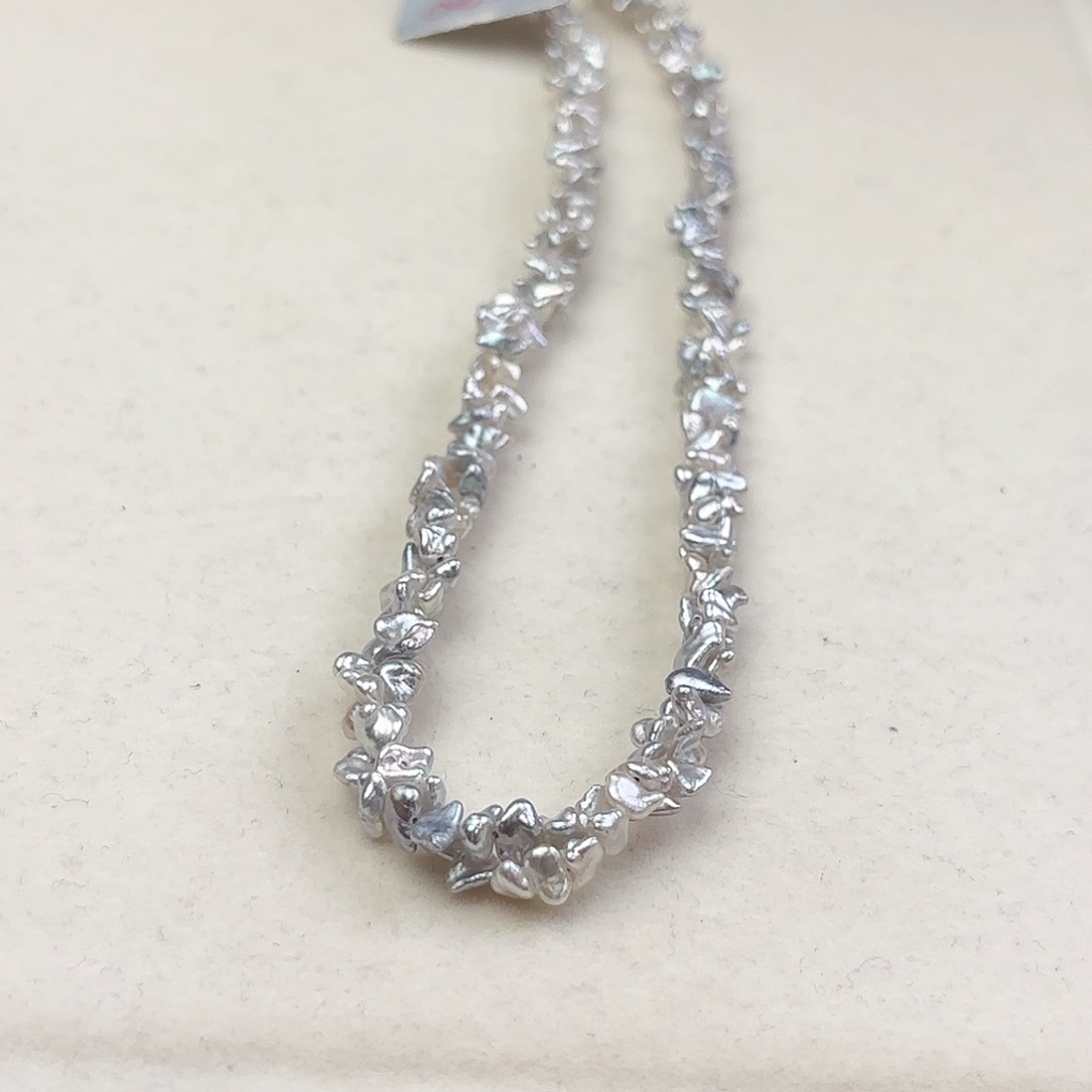 颈饰18K金镶嵌海水珍珠Keshi