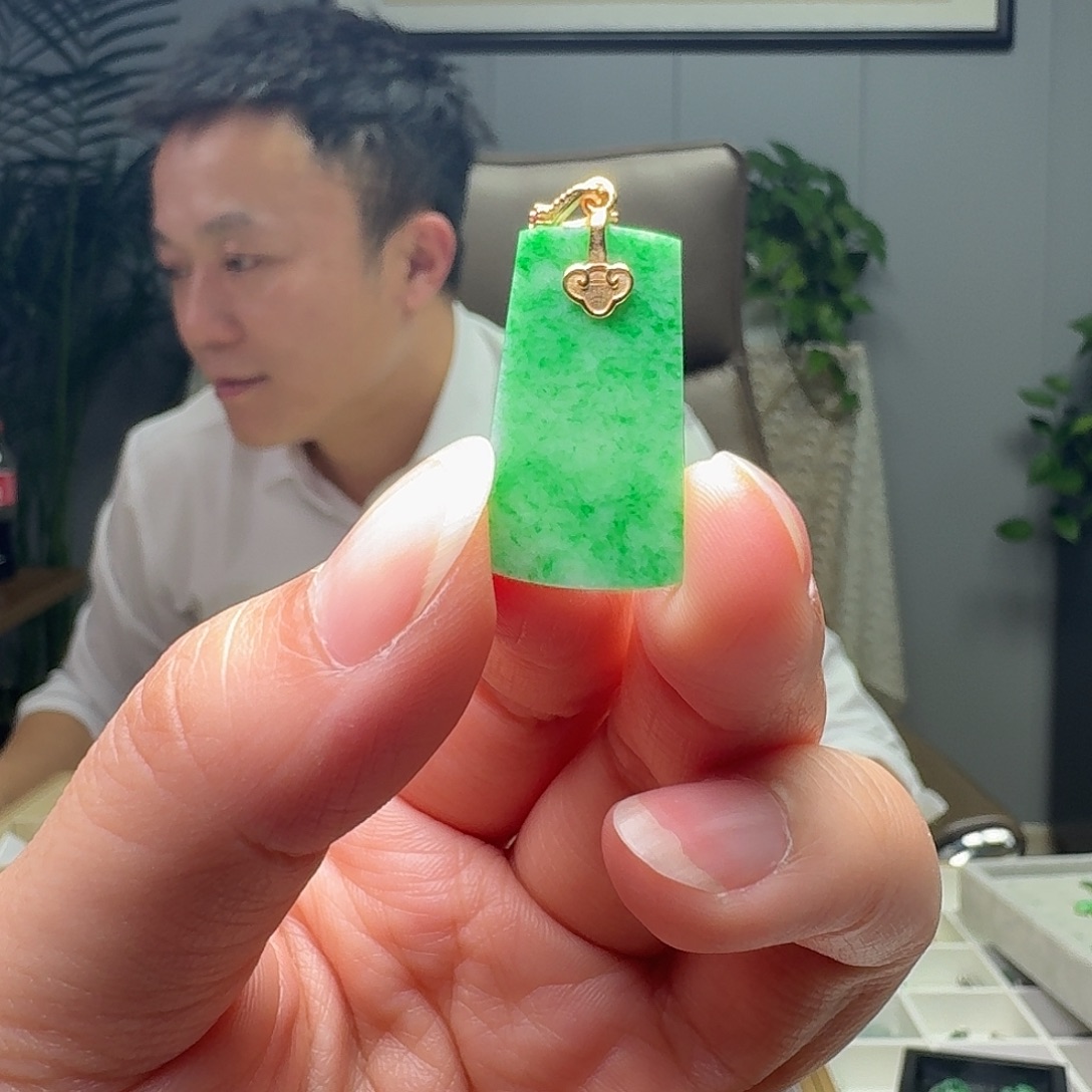 翡翠银S925镶嵌吊坠(不含链)天然