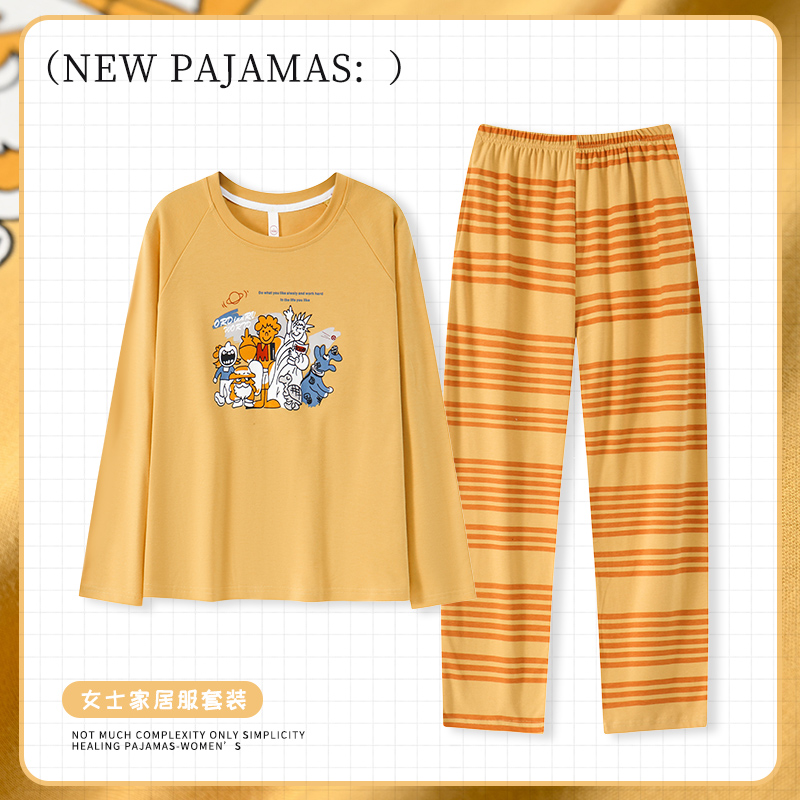 纯棉春秋季睡衣女款棉夏季长袖休闲款休闲100%全棉家居服套装