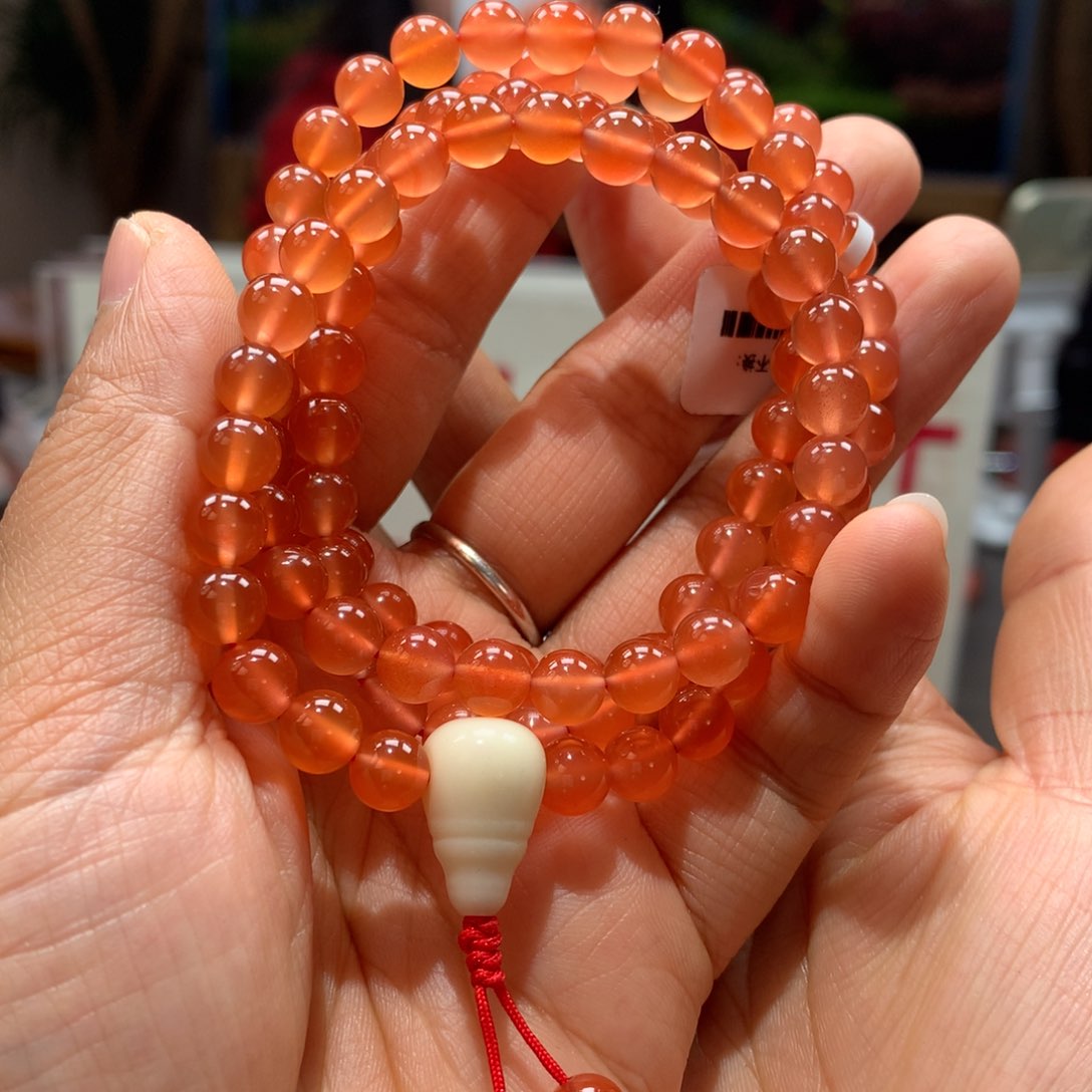 南红玛瑙6mm冰橘108未镶嵌