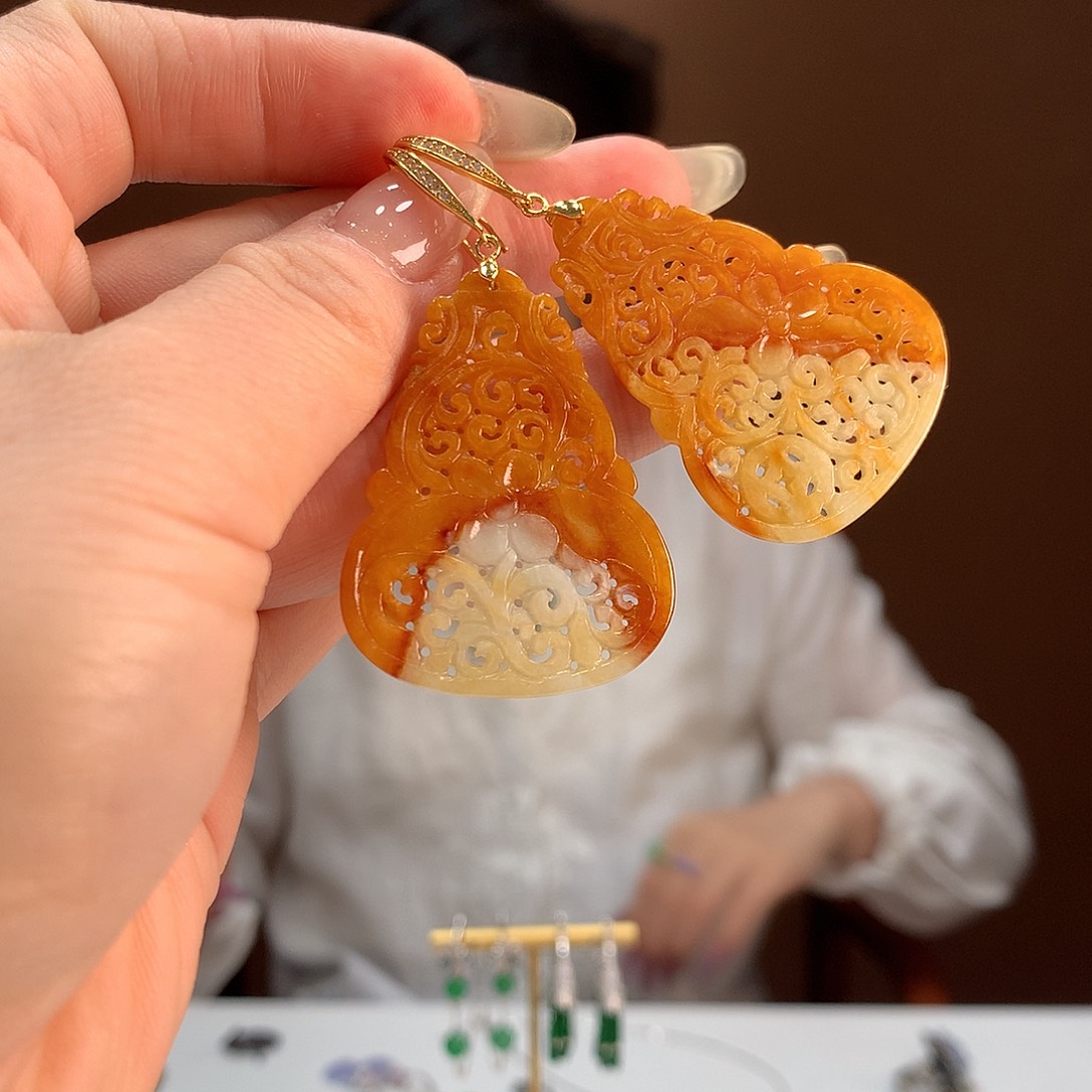 翡翠银S925镶嵌耳饰