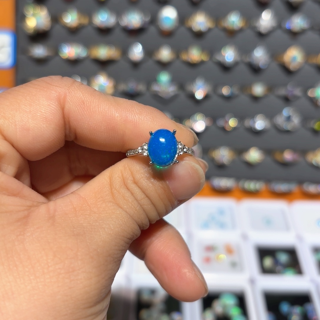 欧泊戒指银S925镶嵌戒指