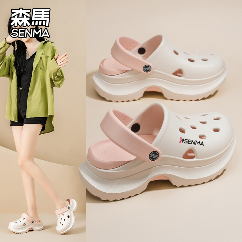 包头日常拼色休闲包头防滑夏天网红百搭软底半拖ins开车凉鞋沙滩