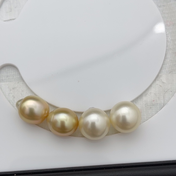 心***水定制海水珍珠未镶嵌裸珠10-12 金珠4颗