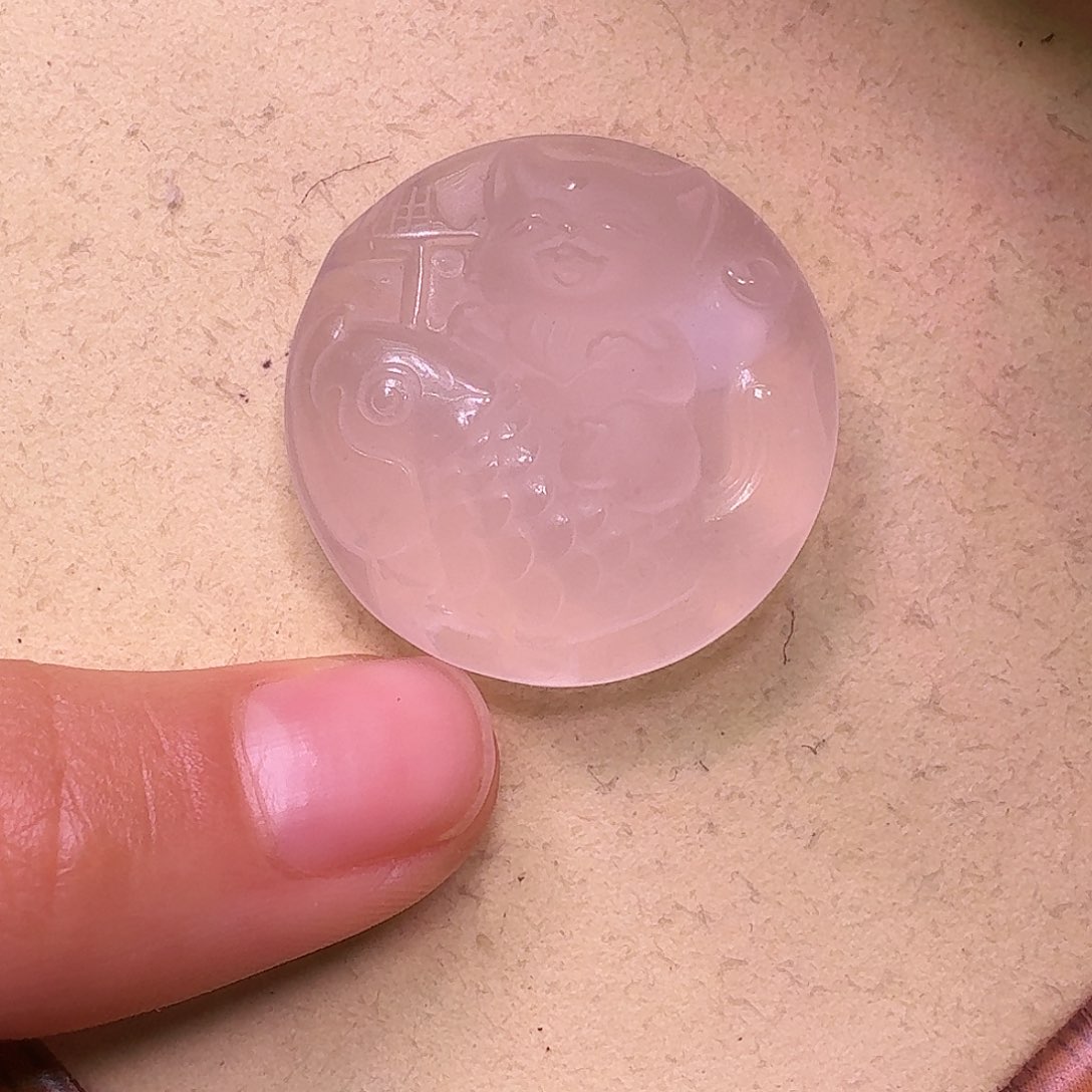 水晶颈饰未镶嵌天然粉水晶可爱狐狐吊坠