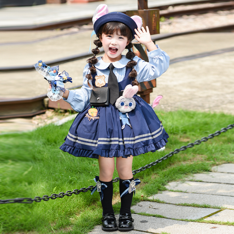朱迪兔子警官COS衣服女童洛丽塔春秋新款连衣裙儿童蓬蓬生日礼服