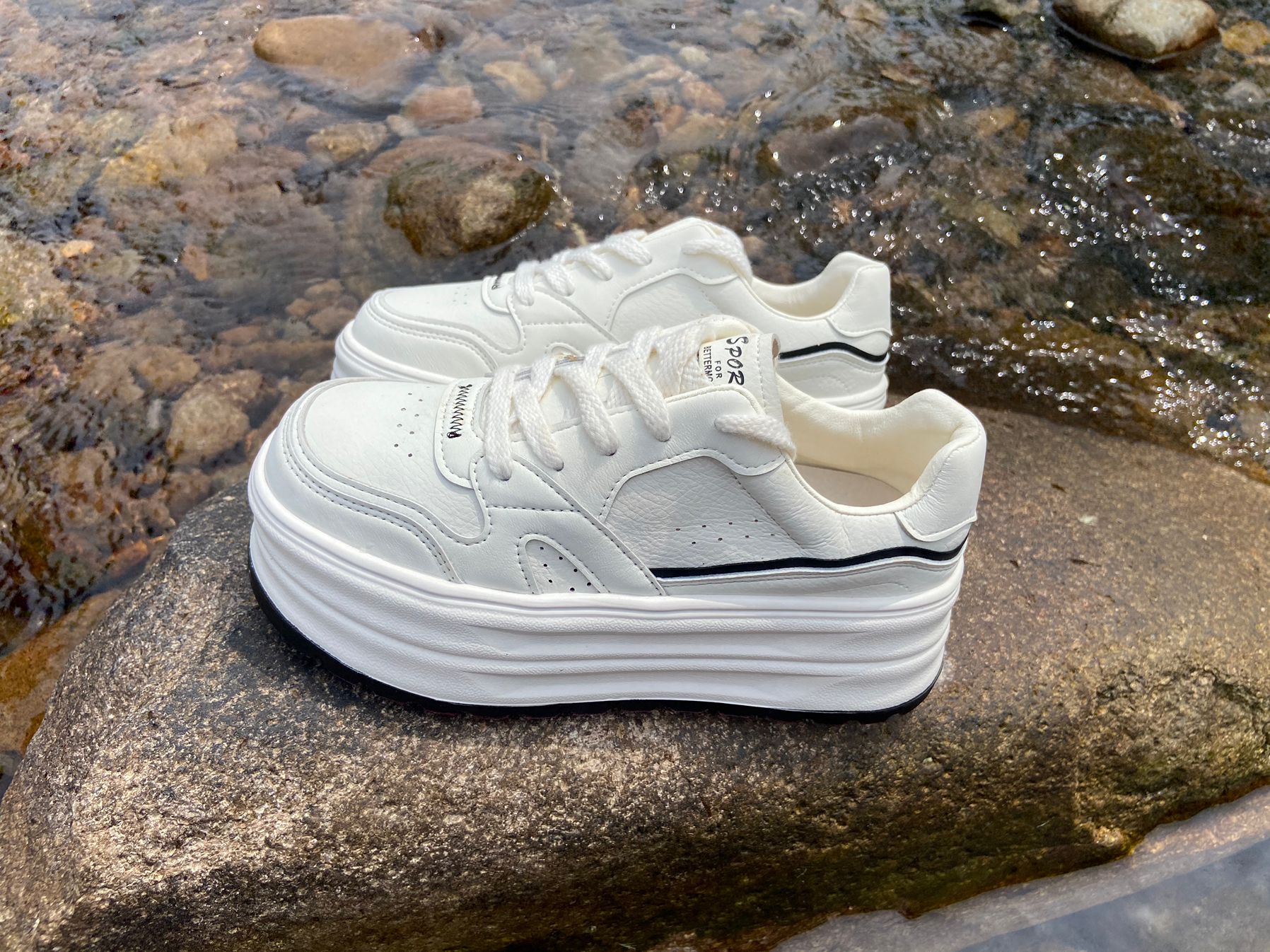 【发泡超轻底】5cm厚底小白鞋女2025新款春季百搭配裙子小个子增高