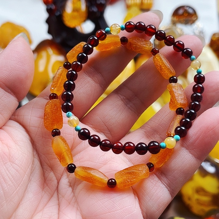 琥珀戒指未镶嵌手串