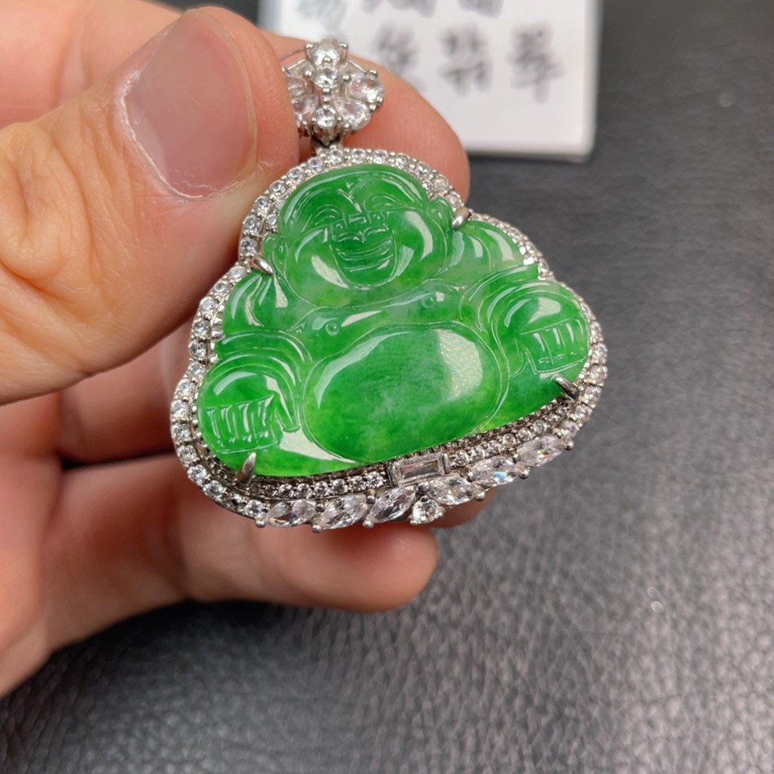 翡翠吊坠(不含链)银S925镶嵌吊坠