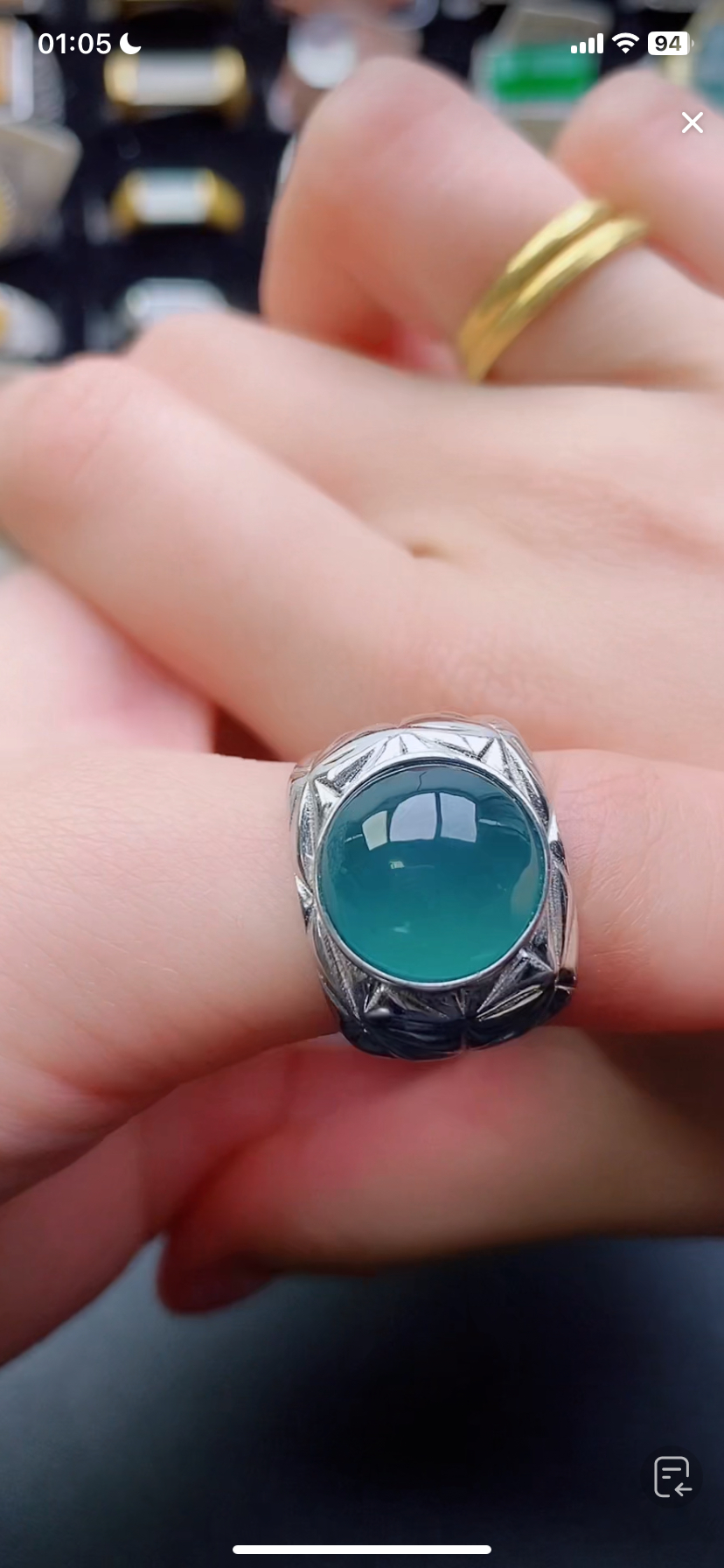 天然翡翠戒指s925银男戒