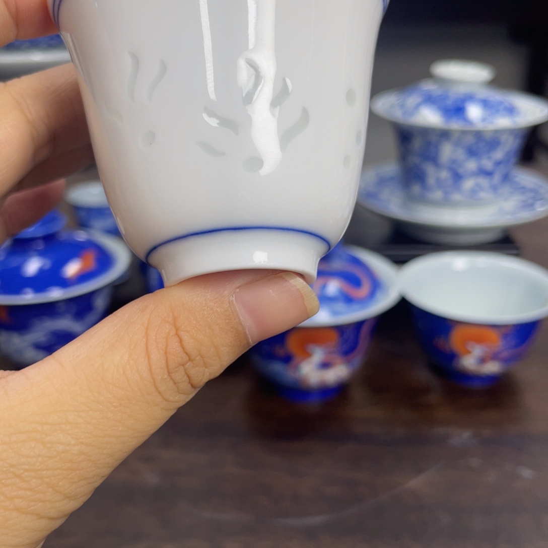 青花玲珑杯瓷器瓷器