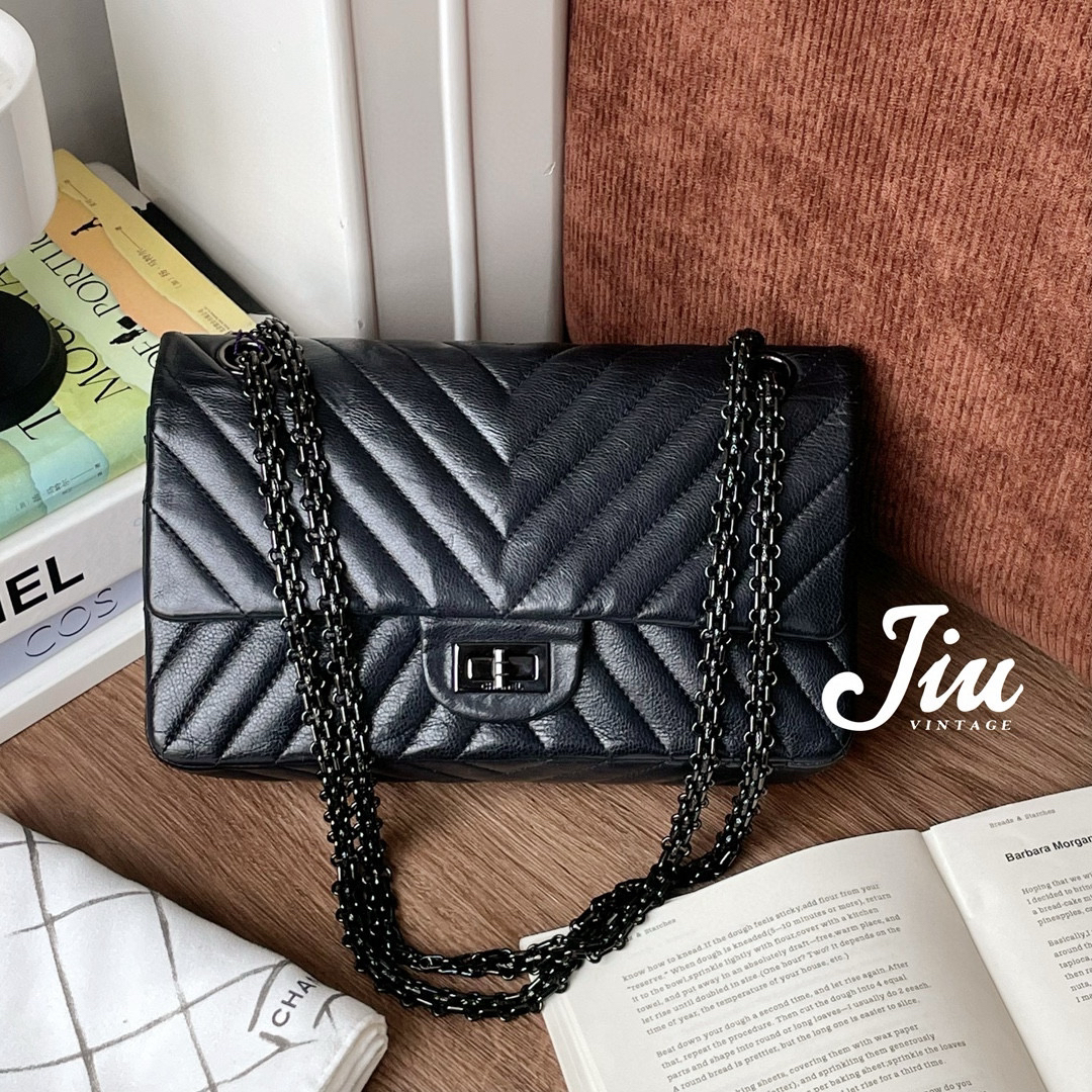 99新 Chanel/香奈儿 2.55v纹so black小号单肩包BJM2-7408